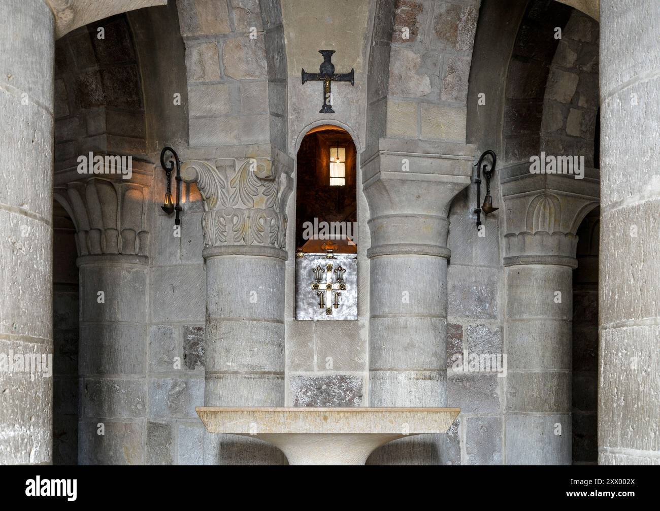 Saint Benoit sur Loire, Abbaye de Fleury, Krypta, Reliquien des heiligen Benedikt Banque D'Images