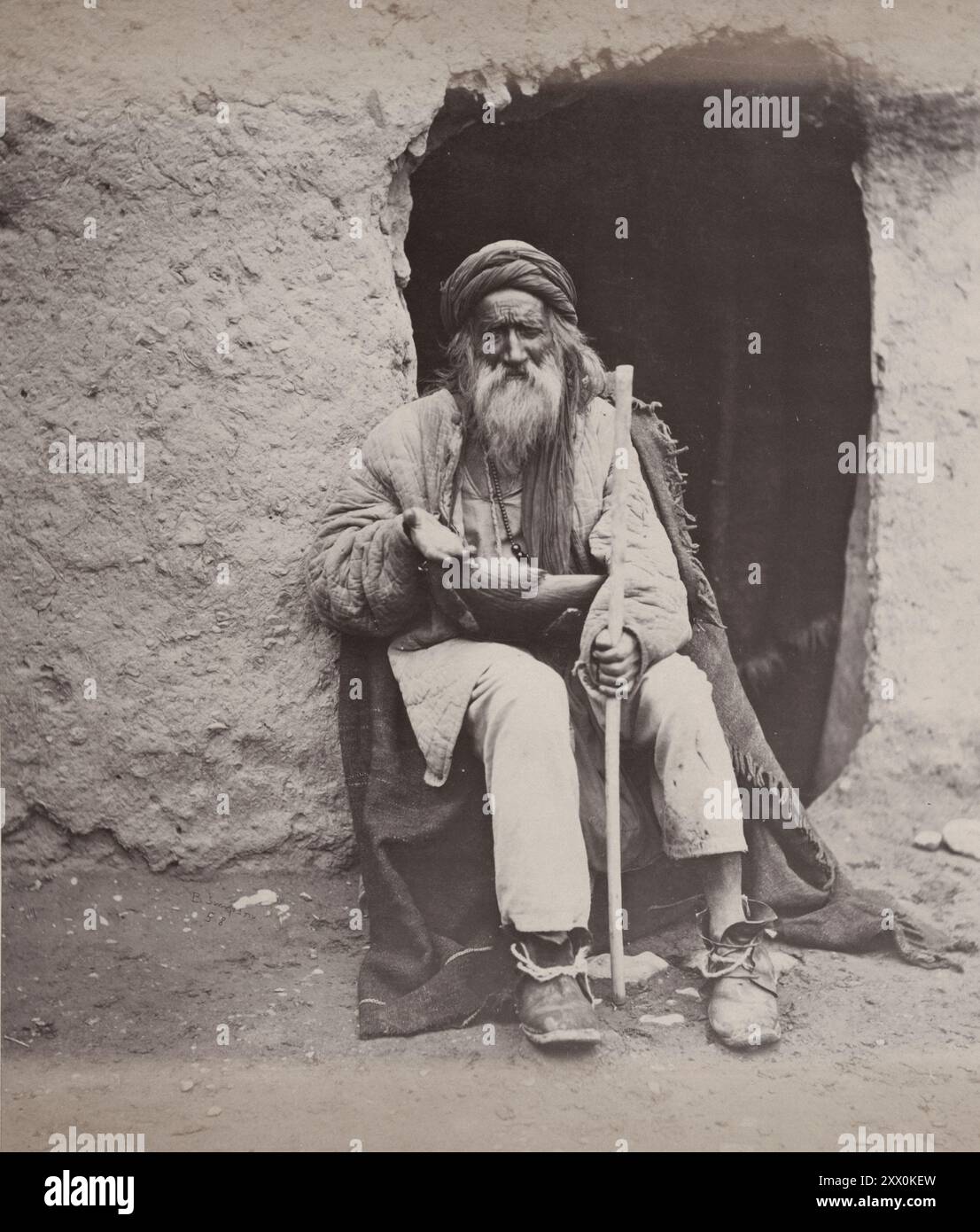 Afghanistan de la fin du XIXe siècle. Photo vintage un Baluch Beggar, Dato Obolum Belisario. Afghanistan. 1878-1880 Banque D'Images