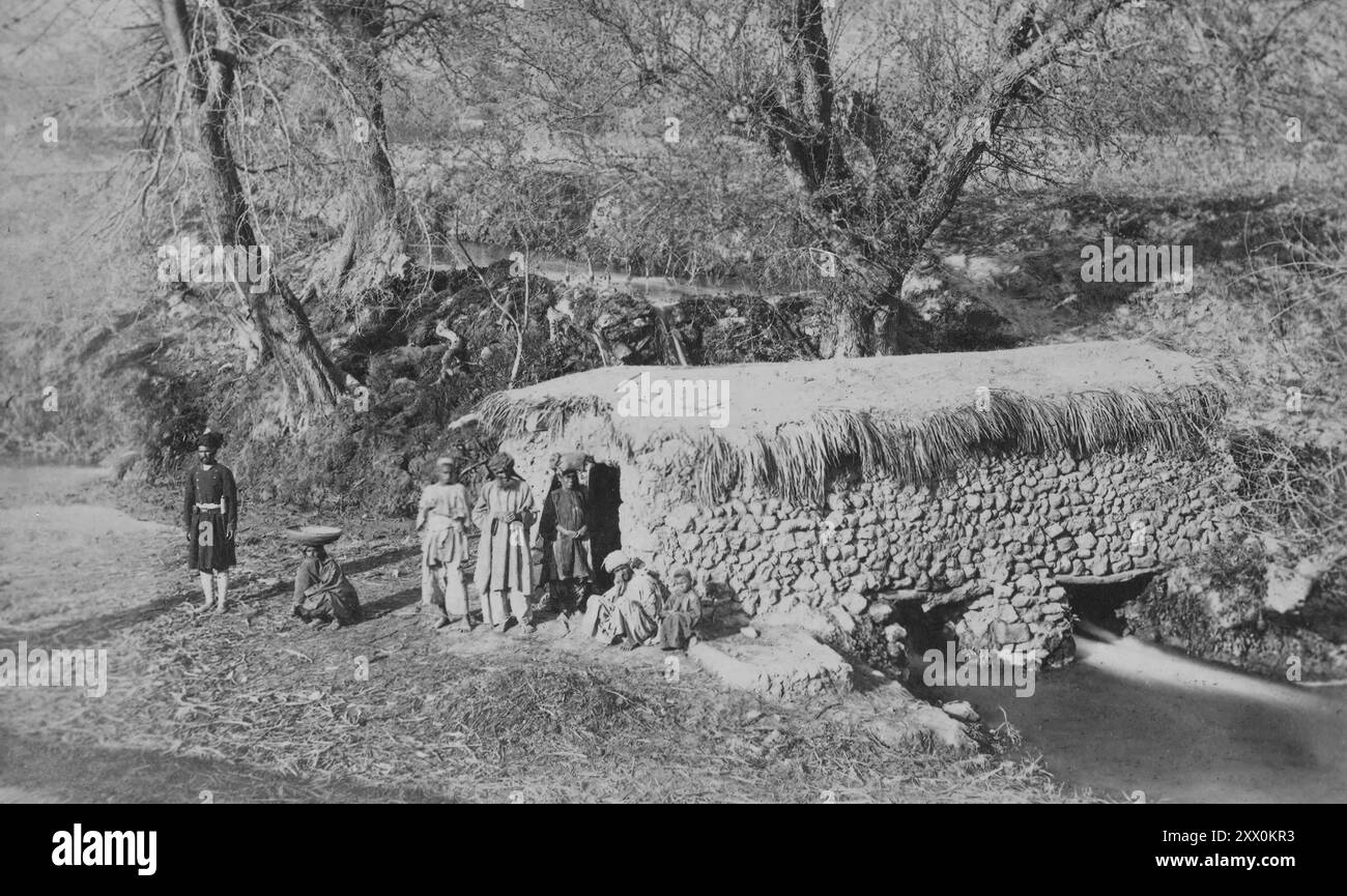Deuxième guerre anglo-afghane. Garé à Kohat Pass, un moulin à eau afghan en Afghanistan. 1878-1880 Banque D'Images