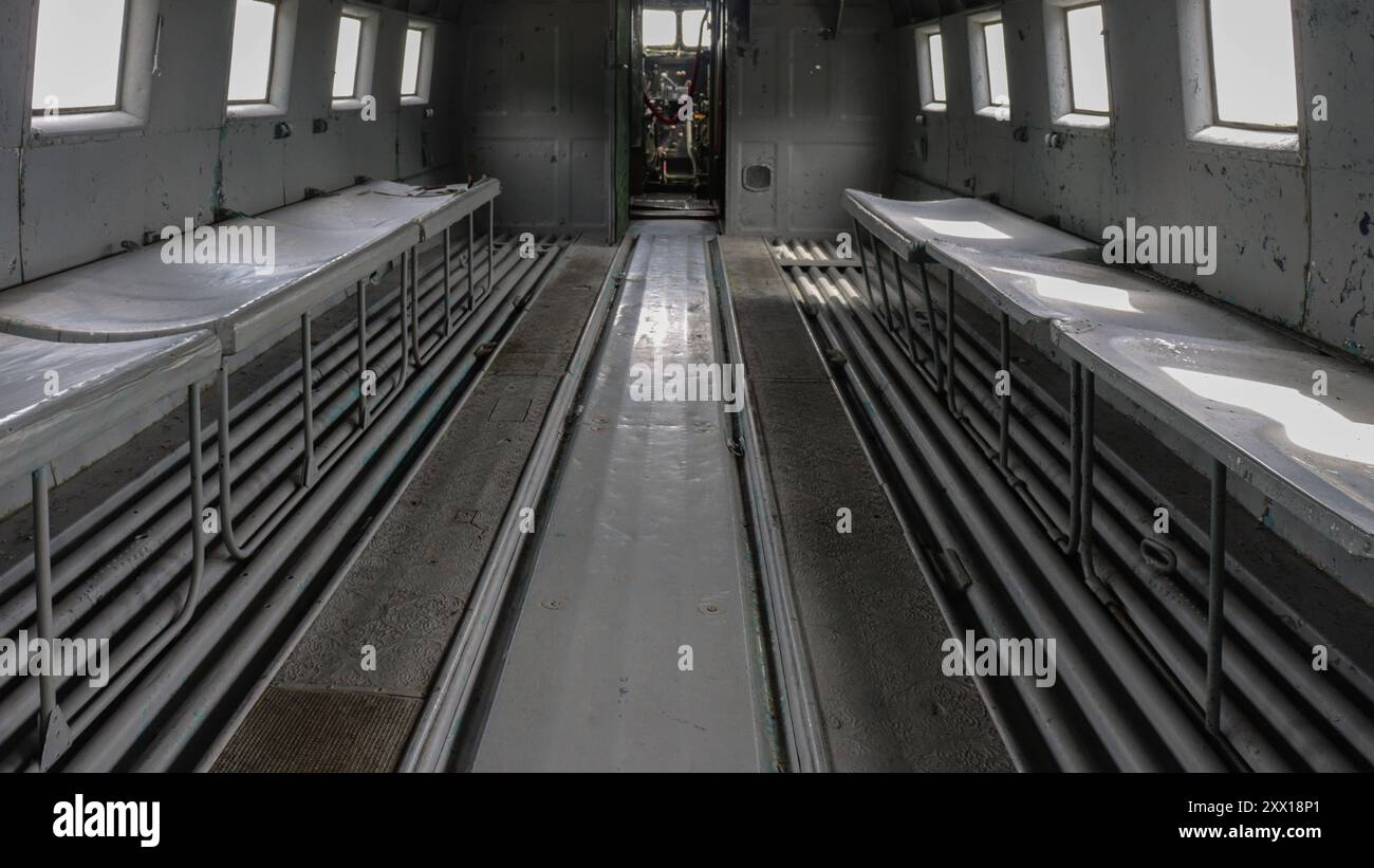 Intérieur d'un avion abandonné. Banque D'Images