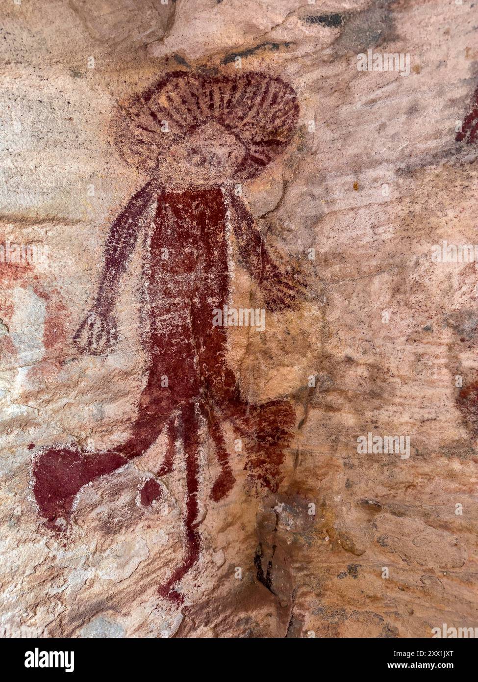 Wandjina art forme d'art de contact trouvé dans les falaises de grès quartzite sur Bigge Island, Kimberley, Australie occidentale, Australie, Pacifique Banque D'Images