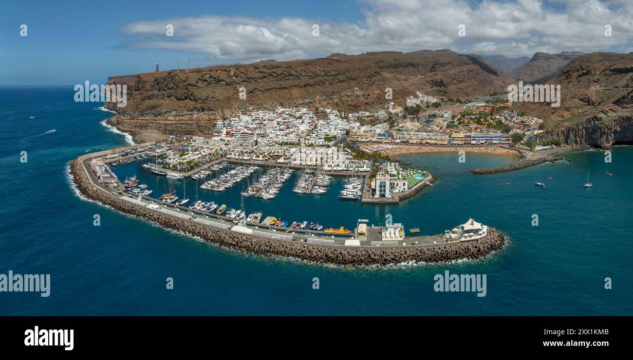 Vue aérienne de Puerto de Mogan, Grande Canarie, îles Canaries, Espagne, Atlantique, Europe Banque D'Images