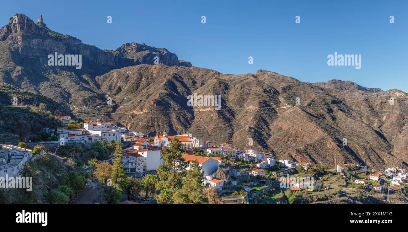 Vue sur Tejeda de Roque Nublo, Gran Canaria, Îles Canaries, Espagne, Europe, Atlantique Banque D'Images