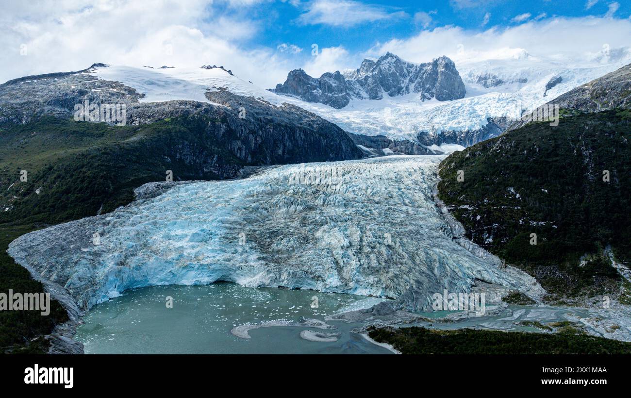 Aérien du glacier de Pia, Terre de feu, Chili, Amérique du Sud Banque D'Images