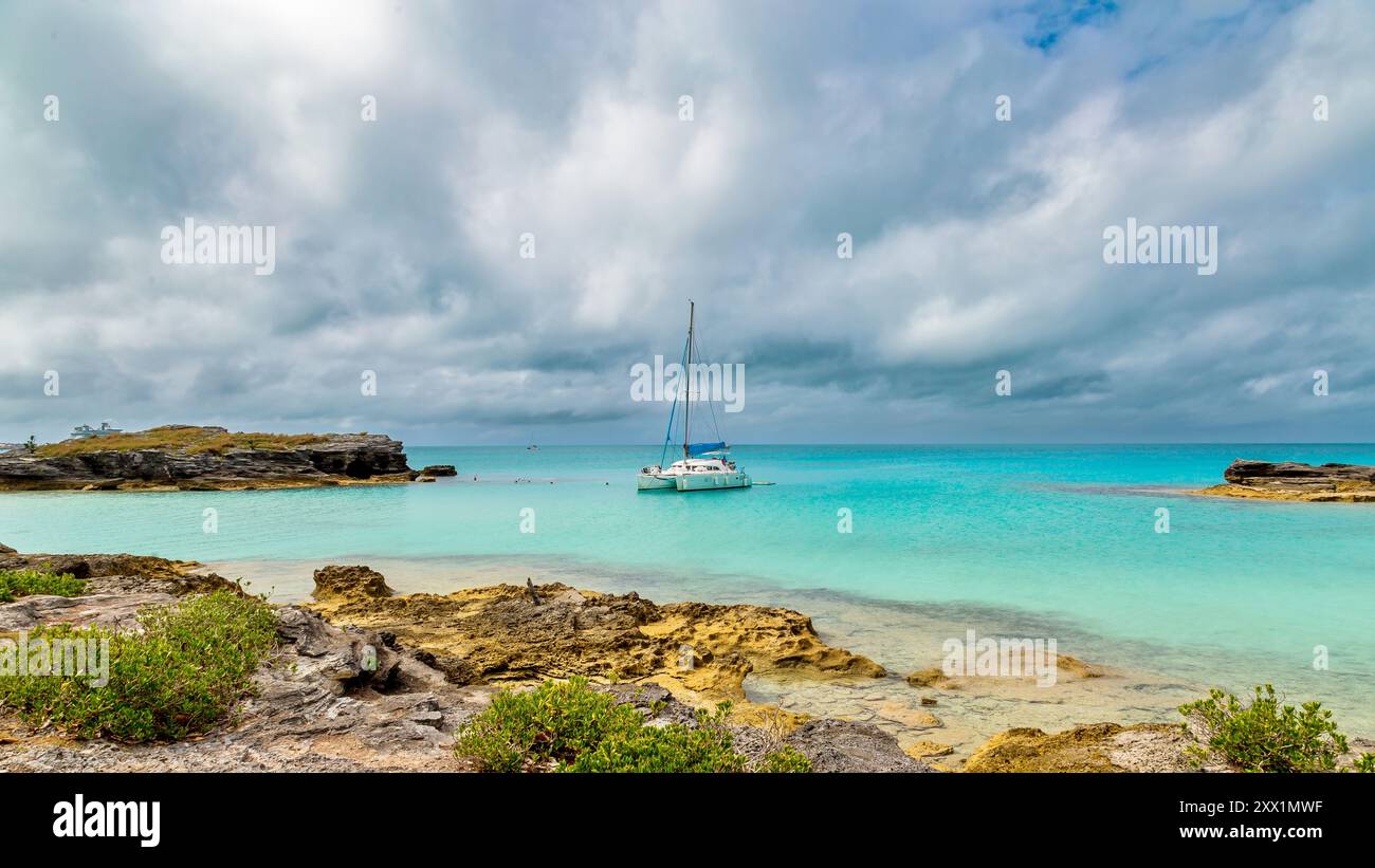Catamaran à Spanish point, Bermudes, Atlantique, Amérique du Nord Banque D'Images
