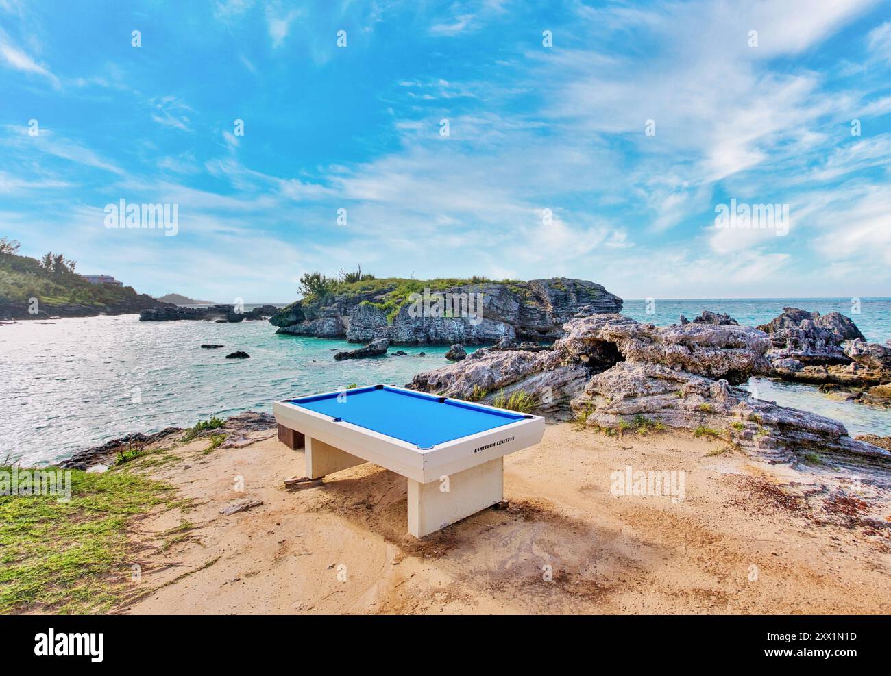 Table de billard à Tobacco Bay, St George's, Bermudes, Atlantique, Amérique du Nord Banque D'Images