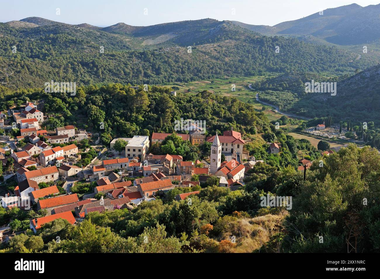 Ville de Lastovo, île de Lastovo, Croatie, Europe du Sud-est Banque D'Images