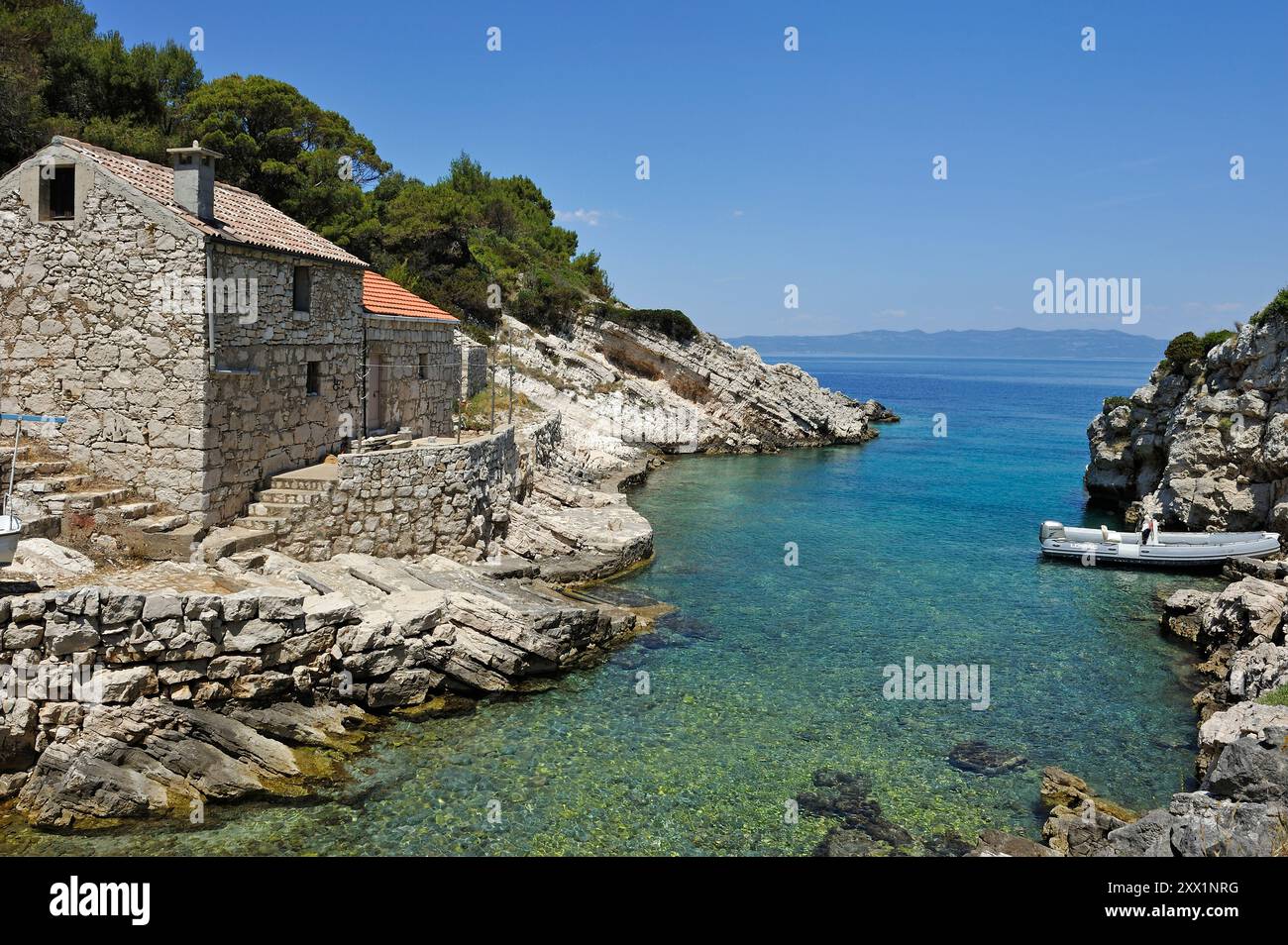 Baie de Zace, île de Lastovo, Croatie, Europe du Sud-est Banque D'Images