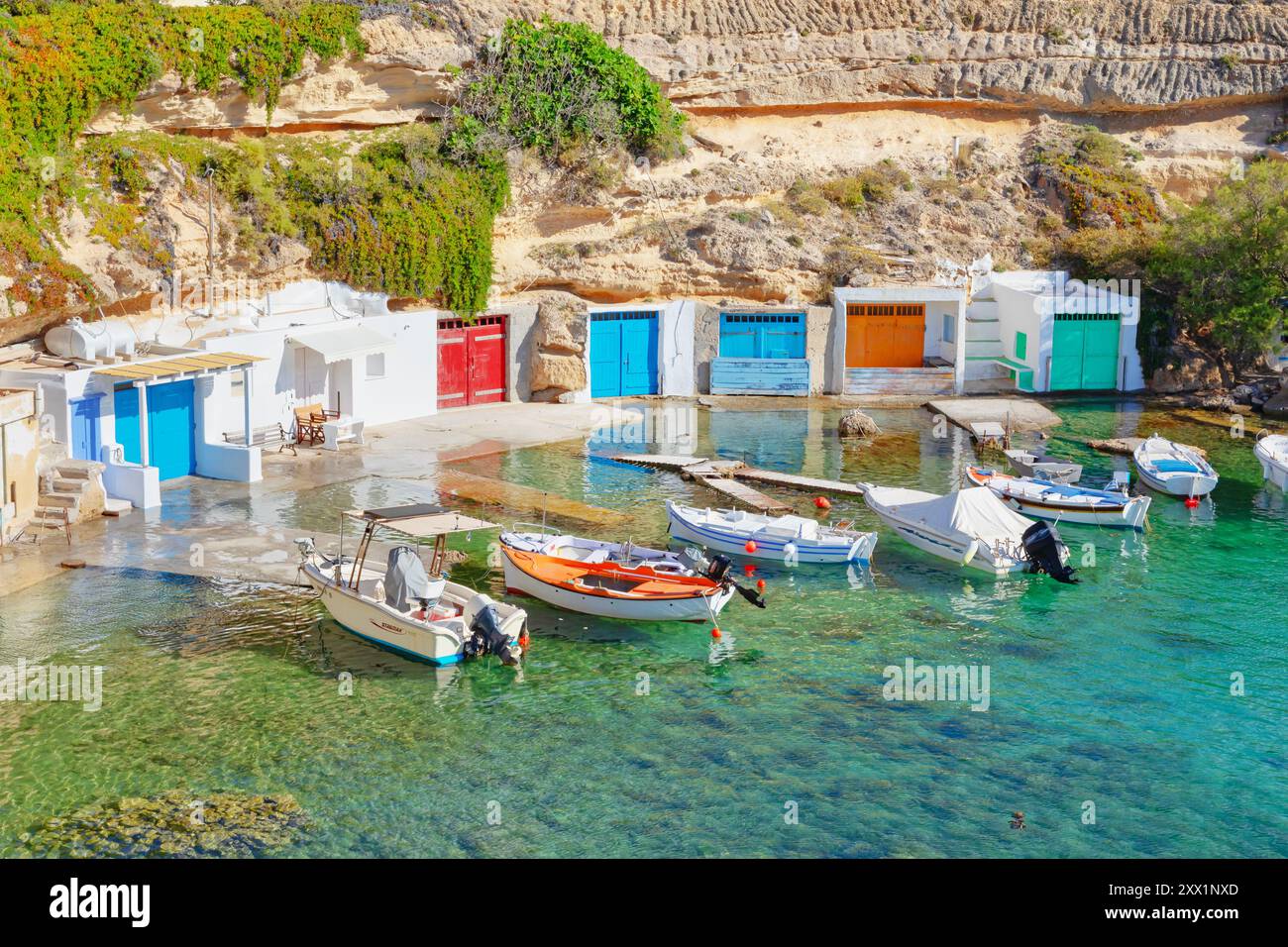 Mandrakia village, Milos Island, Cyclades Islands, Greek Islands, Grèce, Europe Banque D'Images