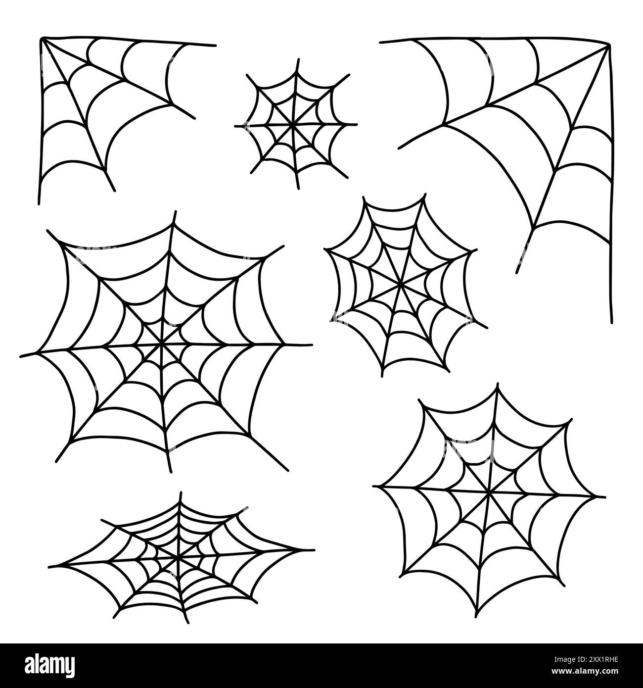 Jeu de doodle vectoriel de toile d'araignée Illustration de Vecteur