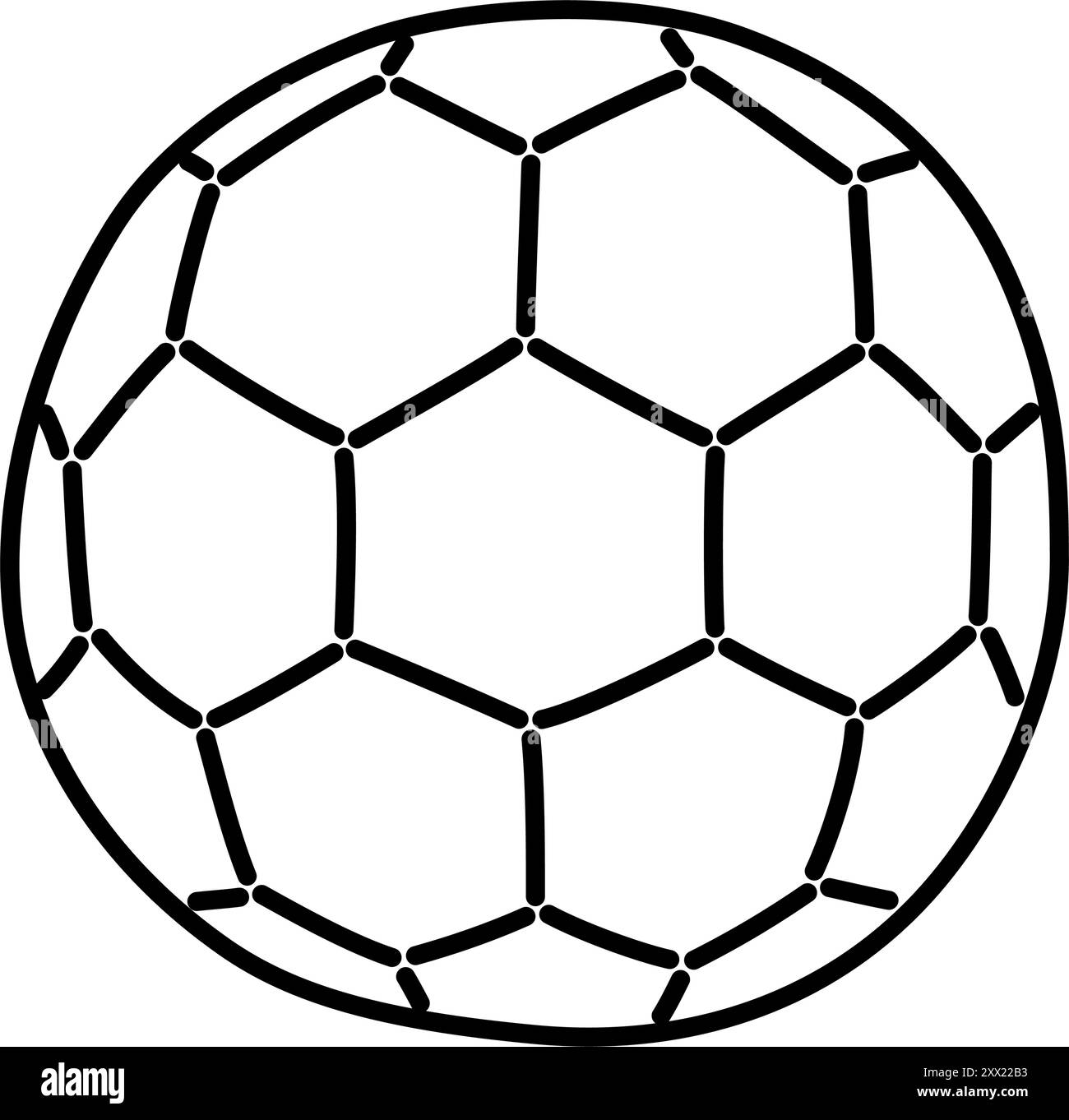 Icône de ballon de football noir et blanc dans un style de contour. Convient pour une utilisation dans les sports, les conceptions liées au football et les supports éducatifs. Illustration de Vecteur
