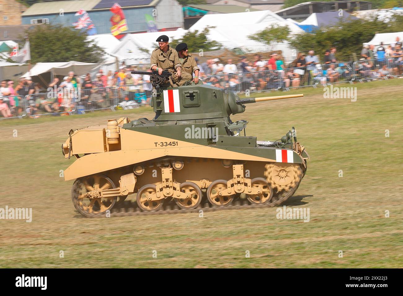 M3 Stuart Light Tank on défilé au Yorkshire Wartime Experience Showground à Hunsworth, West Yorkshire, Royaume-Uni Banque D'Images