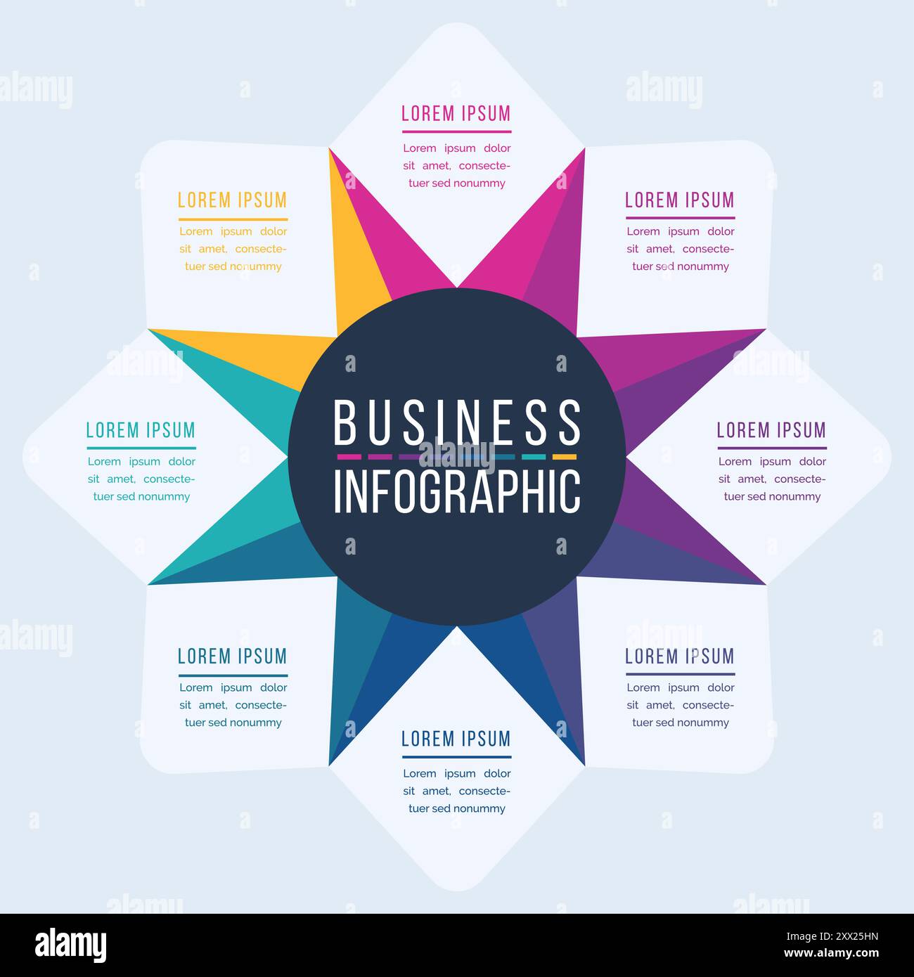 8 Options conception infographique 8 étapes, objets, éléments ou options modèle d'information commerciale Illustration de Vecteur