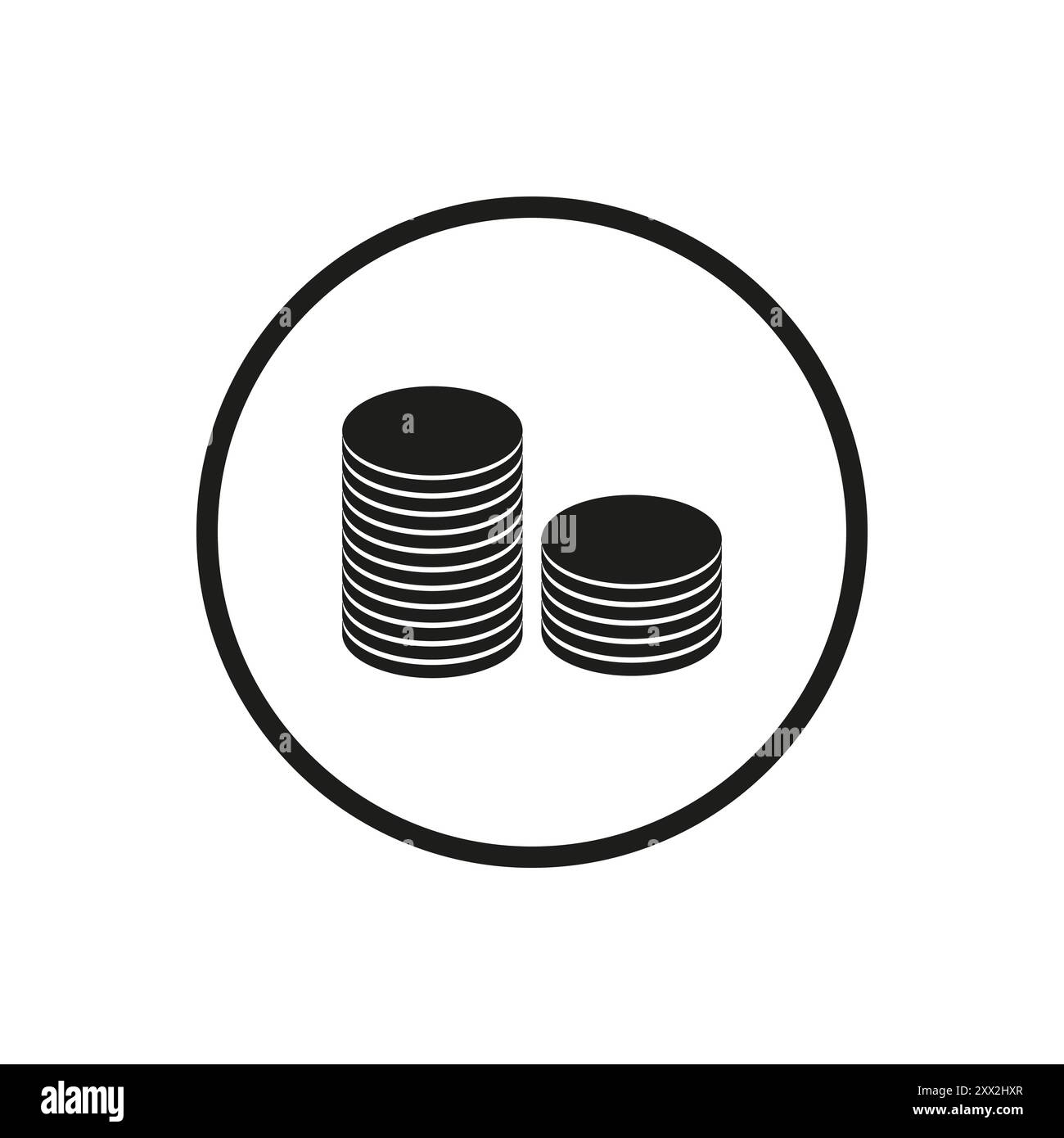 Icône pièces empilées. Illustration vectorielle noir et blanc. Symbole financier. Illustration de Vecteur