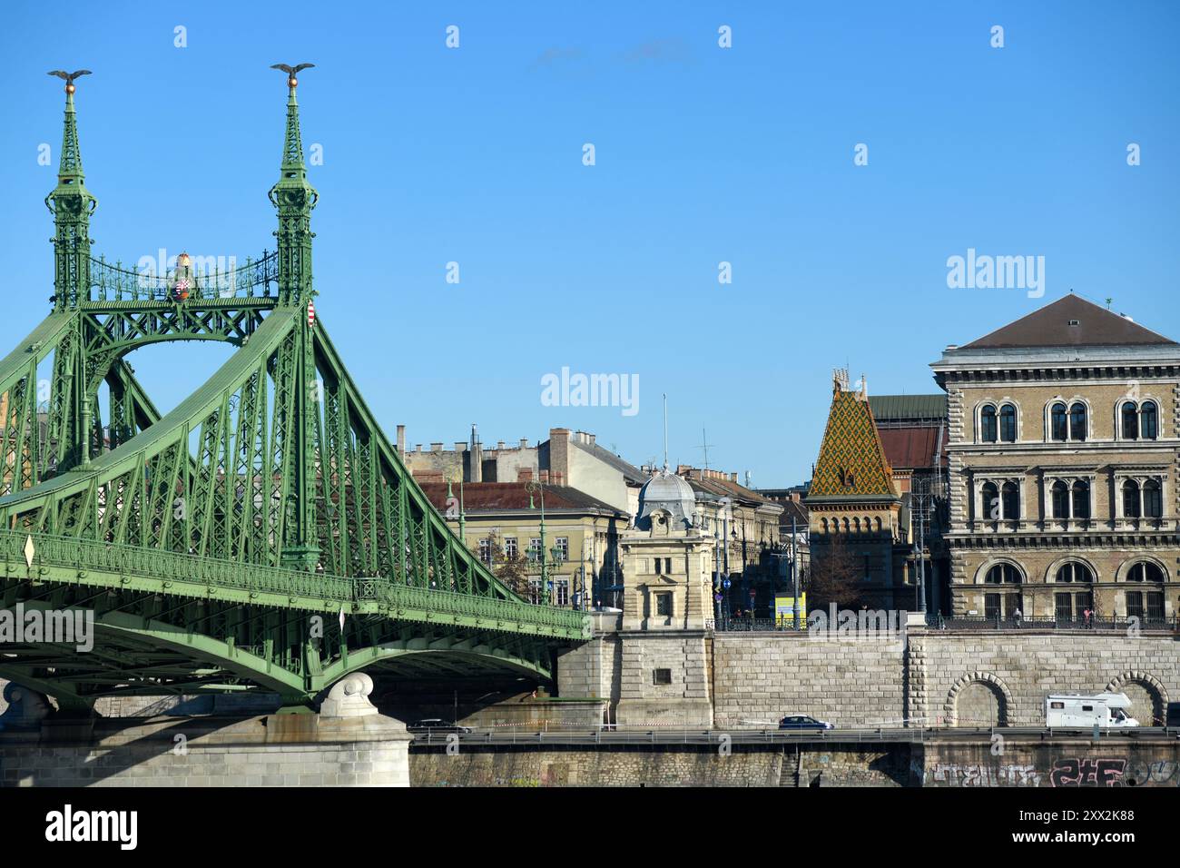 Pont de la liberté sur le Danube, Budapest, Hongrie Banque D'Images