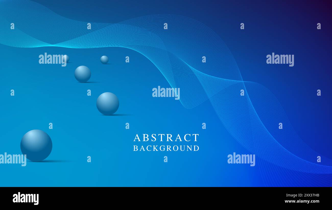 Fond bleu abstrait avec des bulles et des motifs d'onde dans un design numérique Illustration de Vecteur