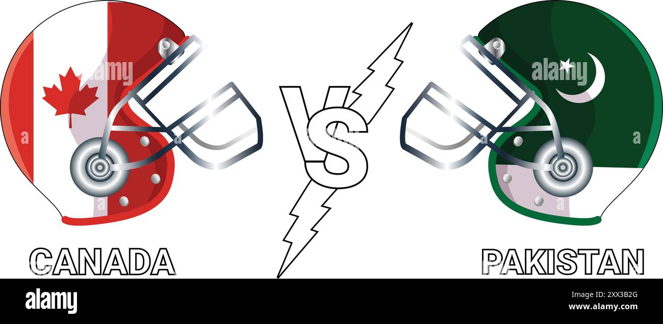 Canada vs Pakistan 3D illustration Vector drapeaux sur le casque de cricket pour versus match avec fond transparent Illustration de Vecteur