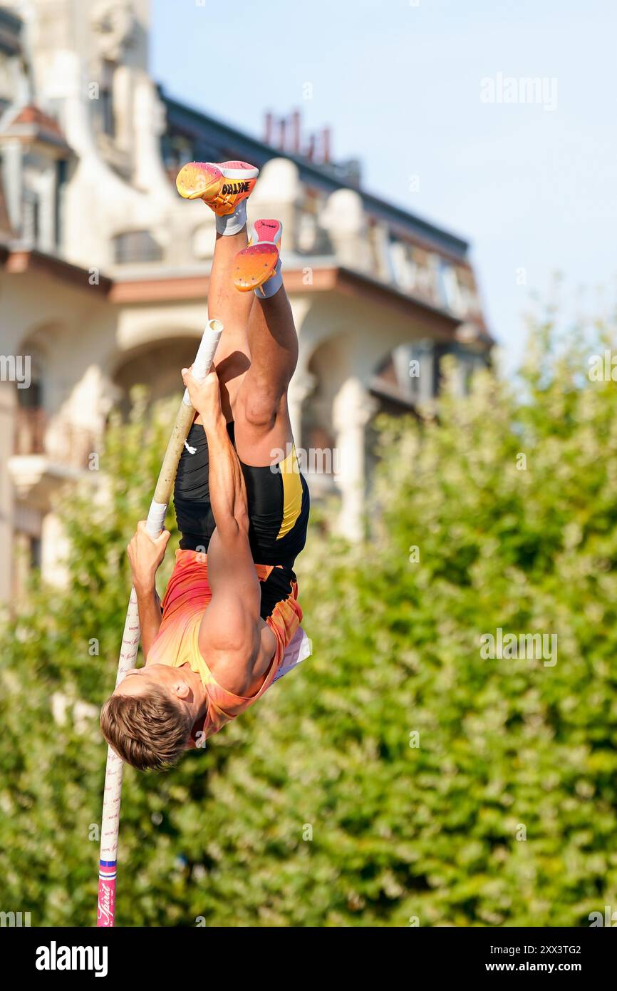 Lausanne, Suisse. 21 août 2024. Lausanne, Suisse, le 21 août 2024 : Thibaut collet (FRA) lors de l'événement Pole Vault masculin à la Wanda Diamond League Athletissima Lausanne 2024 à Lausanne, Suisse. (Daniela Porcelli/SPP) crédit : SPP Sport Press photo. /Alamy Live News Banque D'Images