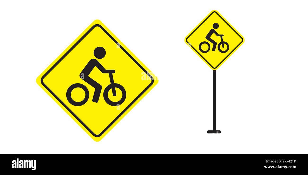 panneau jaune de signe de vélo partager la route Illustration de Vecteur