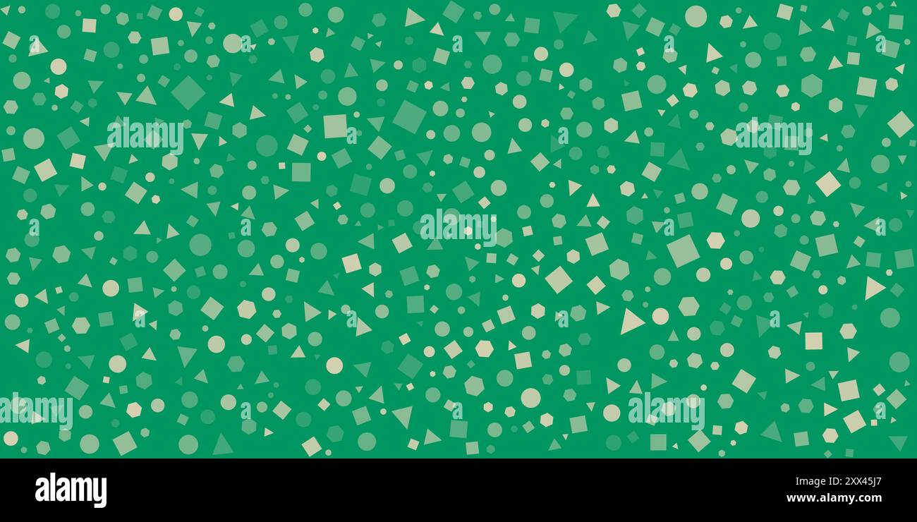 Beaucoup de divers carrés colorés placés aléatoirement, dimensionnés et orientés, des taches, des hexagones et des triangles motif - texture de style moderne, fond, Design Illustration de Vecteur