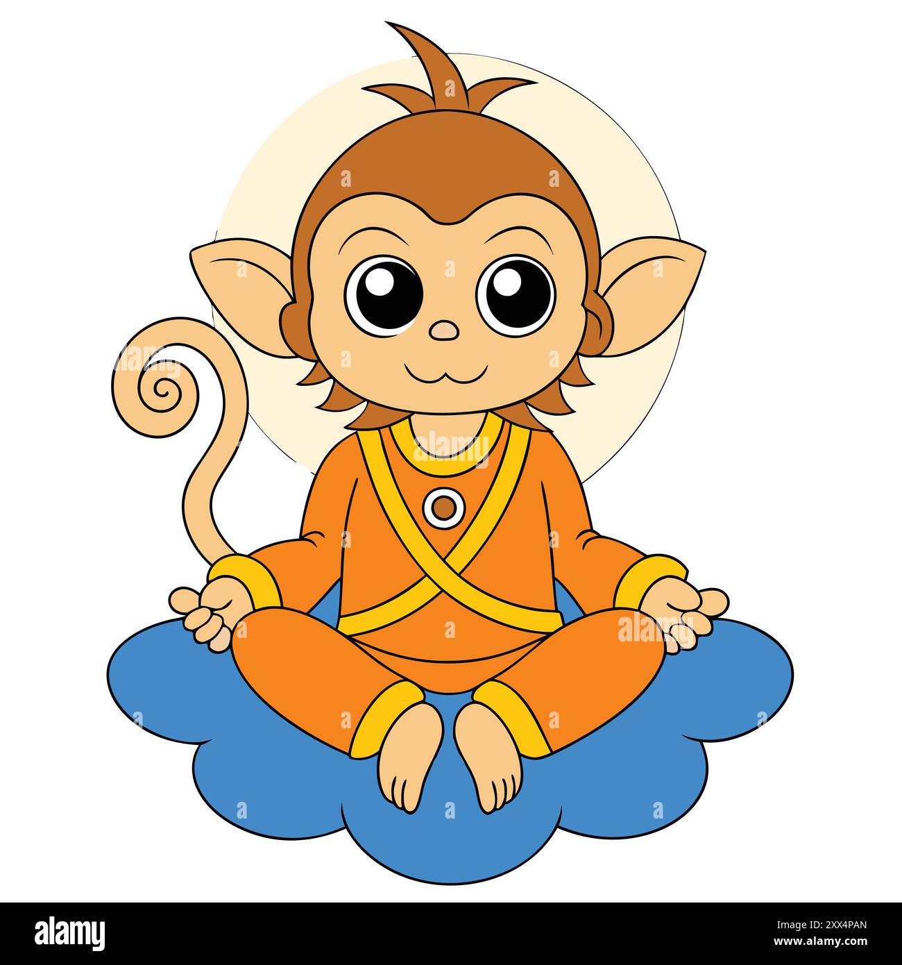 Baby Hanuman Ji Vector illustration - adorable Art de mythologie hindoue pour des conceptions spirituelles Illustration de Vecteur