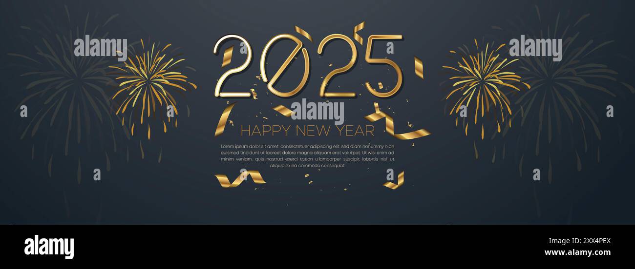 2025 bonne année conception de bannière Web. Modèle de fond de bonne année Luxury Wishes Clipart Greetings. Bonne année 2025 fond coloré Illustration de Vecteur