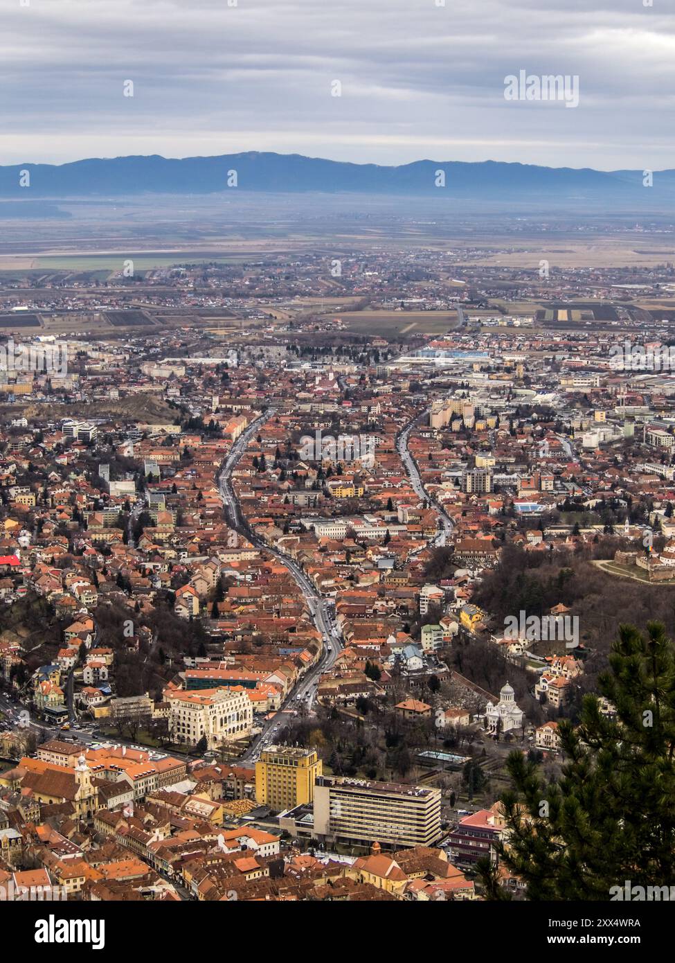 Brasov et la zone de survol de la colline de Tampa. Brasov, Roumanie. Banque D'Images