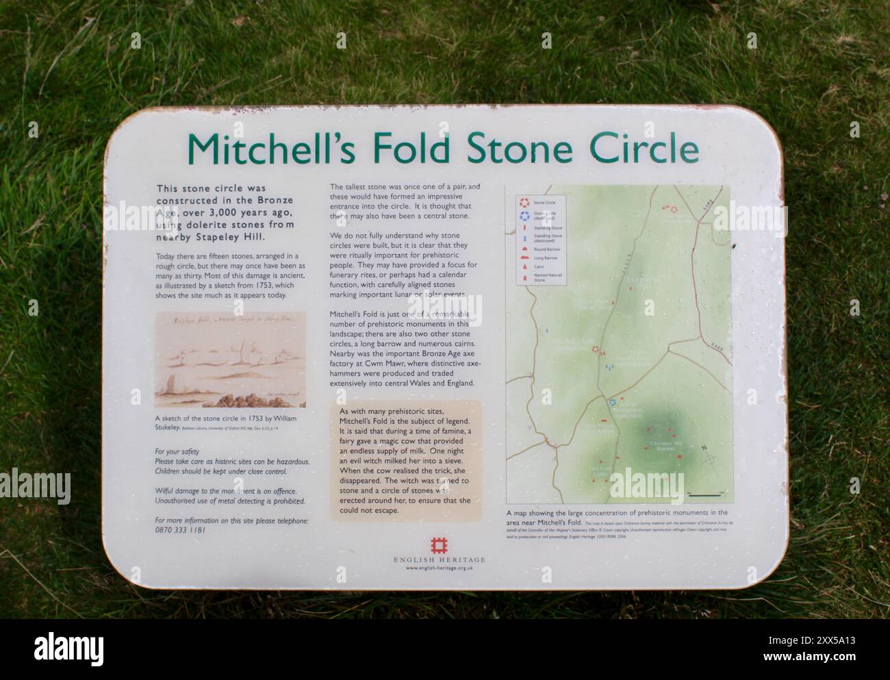 Mitchell's Fold Stone Circle - informations touristiques Banque D'Images