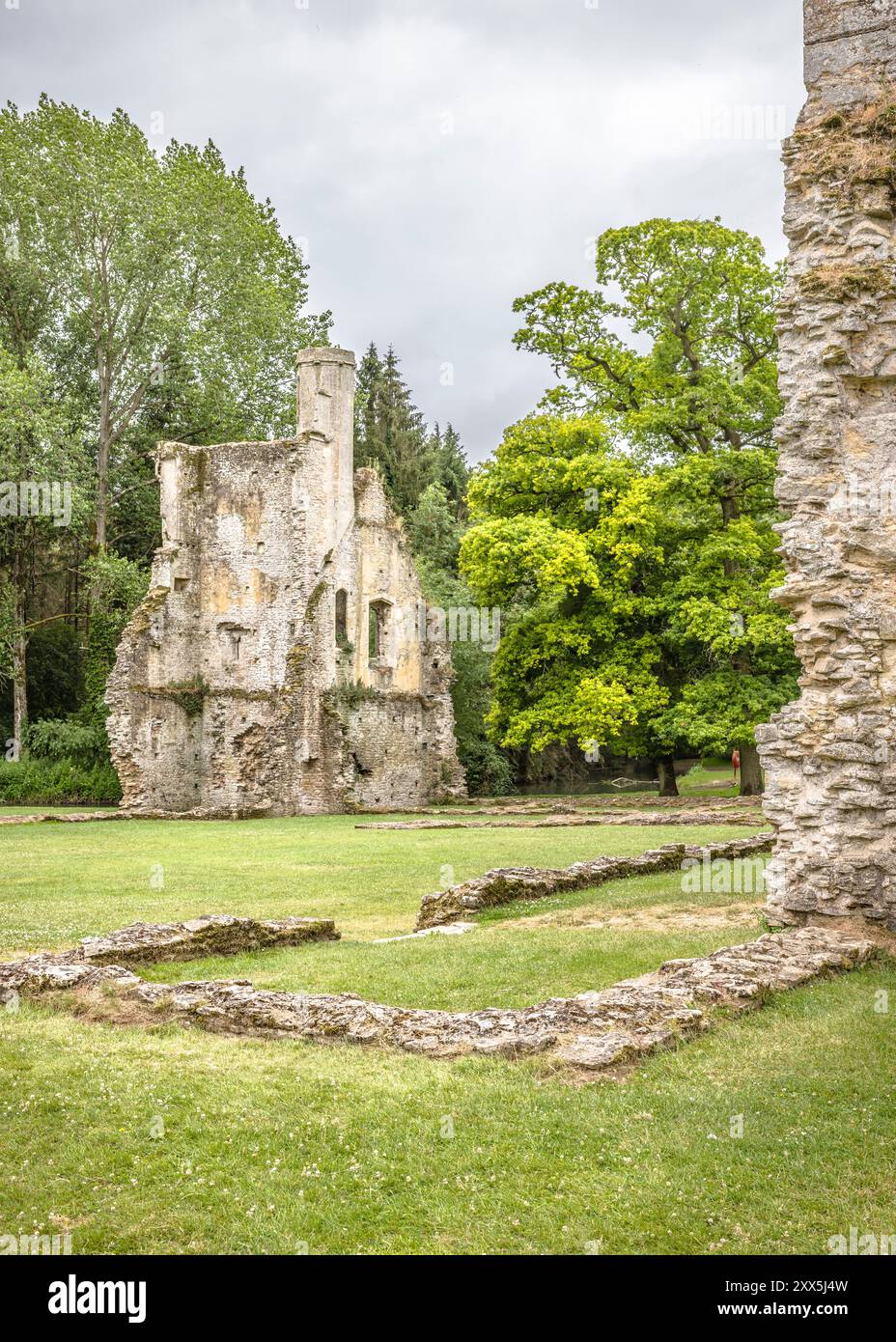 Minster Lovell Hall. Ruines antiques sur la rivière Windrush dans les Cotswolds AONB Banque D'Images