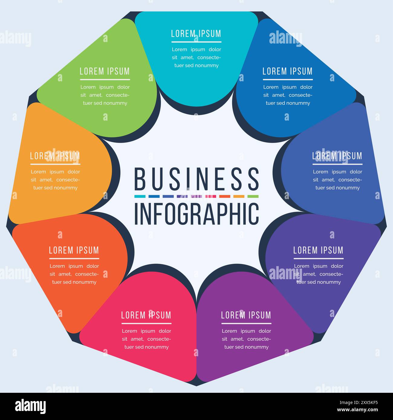 Infographie informations commerciales 9 étapes, objets, éléments ou options modèle de conception infographique Illustration de Vecteur