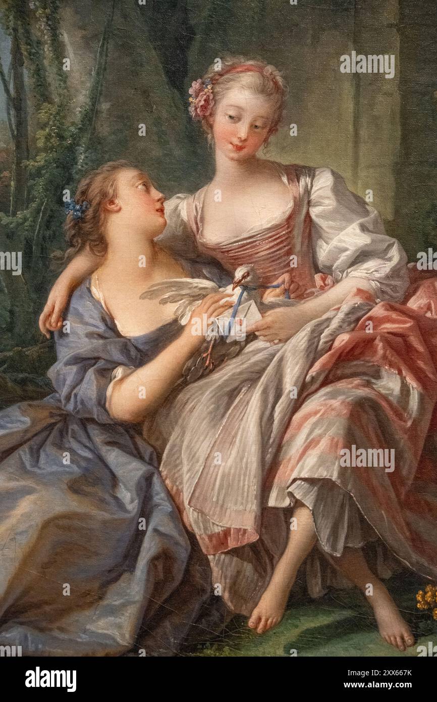 Peinture de François Boucher intitulée la lettre d'amour peinte en 1750 Banque D'Images