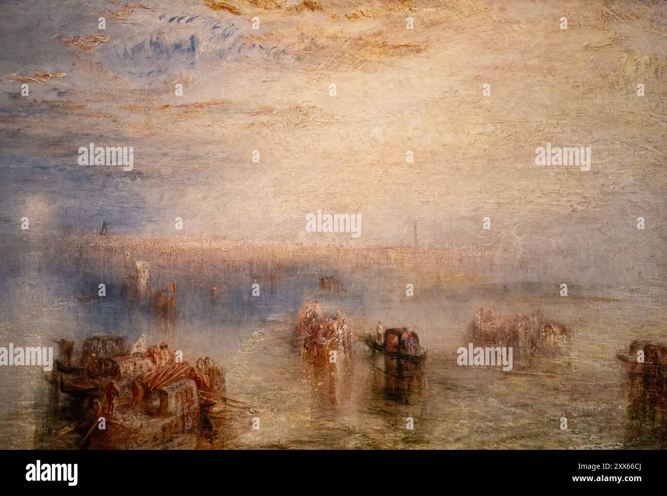 Peinture de Joseph Mallord William Truner intitulée approche de Venise peinte en 1844 Banque D'Images