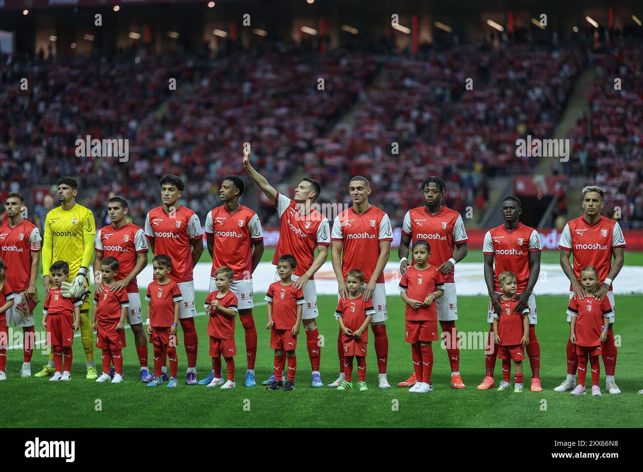 Braga, Portugal. 22 août 2024. Braga, 22/08/2024 - le Sporting Clube de Braga a accueilli le SK Rapid Wien cet après-midi au Estádio Municipal de Braga lors de la première étape des éliminatoires de l'UEFA Europa League 2024/2025. (Miguel Pereira) crédit : Atlantico Press/Alamy Live News Banque D'Images