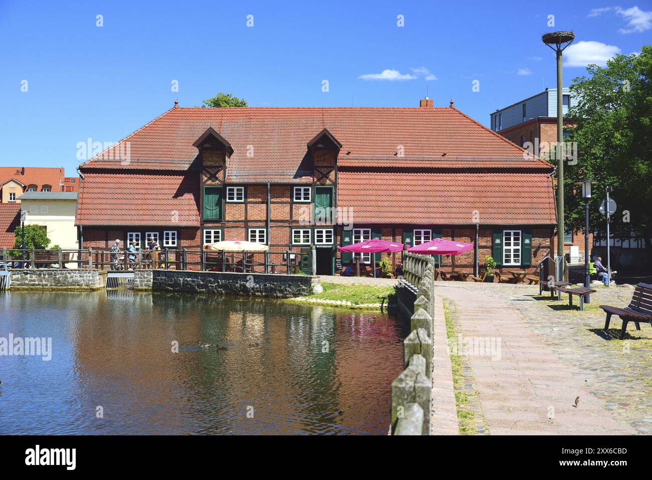 Europe, Allemagne, Mecklembourg-Poméranie occidentale, Teterow, moulin de la vieille ville, construit vers 1800, à colombages, Teterow, Mecklembourg-Poméranie occidentale, germe Banque D'Images