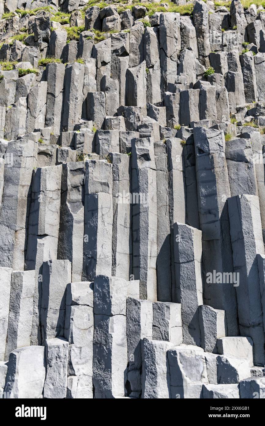 Basalte Columns gros plan à Vik, Islande, Europe Banque D'Images