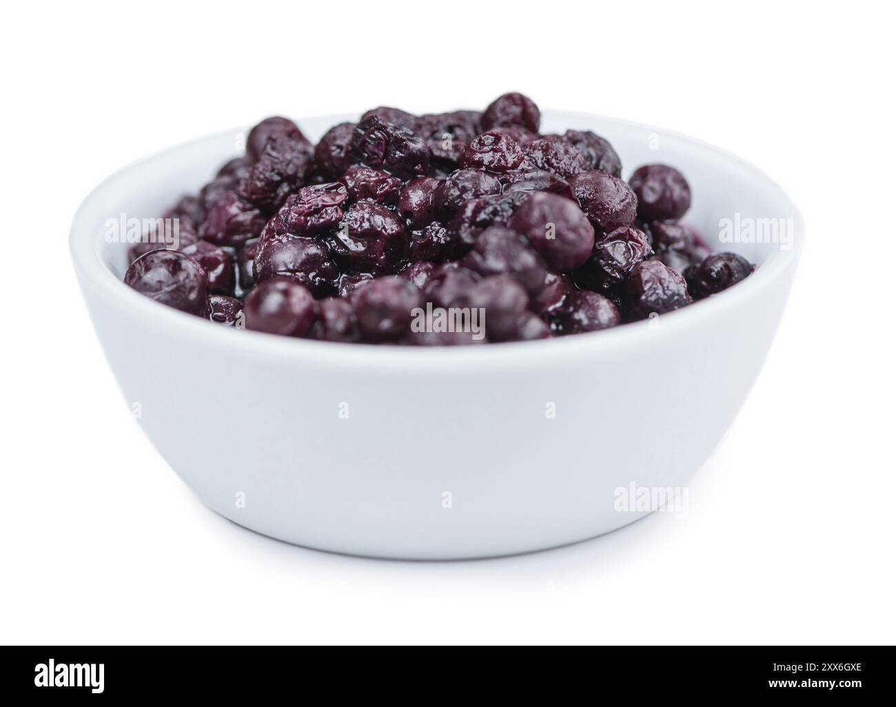 Les bleuets en conserve isolé sur fond blanc, portrait, close-up shot Banque D'Images