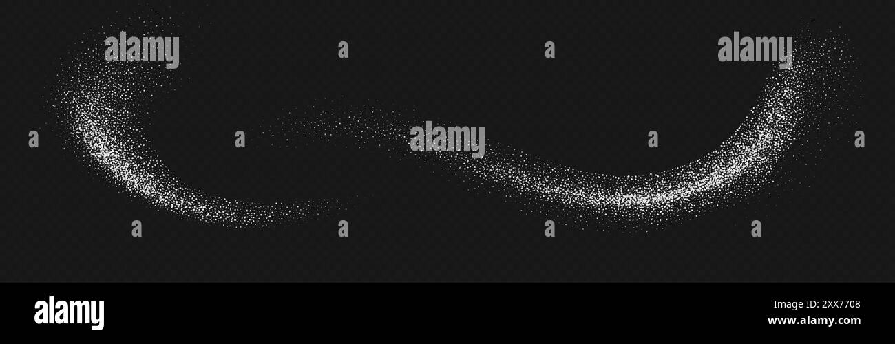 Poudre de sucre tombant, sel volant. Cristaux blancs. Illustration de Vecteur