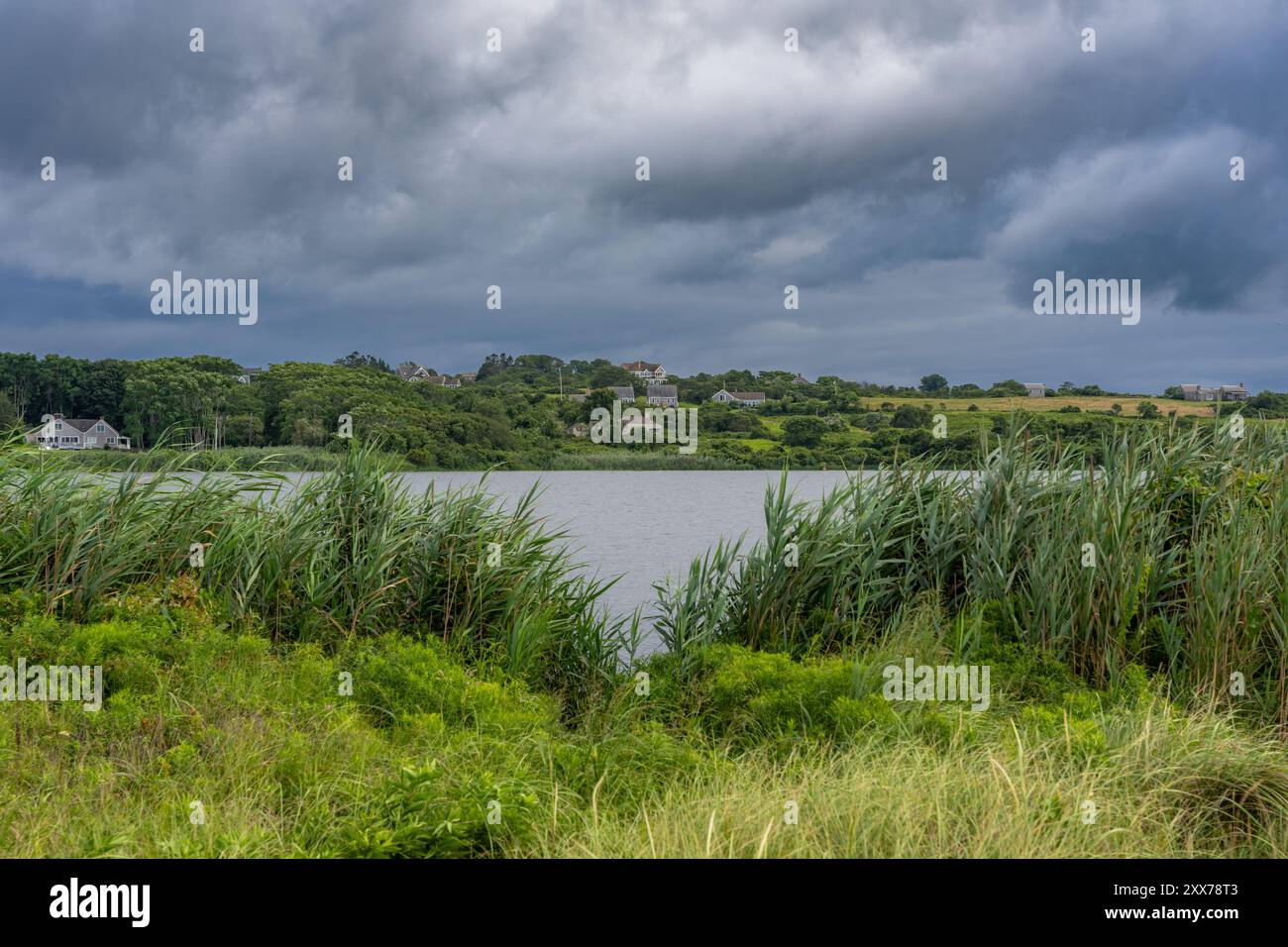 Photo de Sachem Pond près de Settler's Rock, Block Island, Rhode Island, États-Unis. Août 2024. Banque D'Images