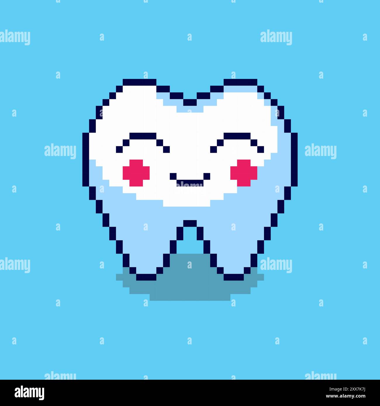 Illustration vectorielle de dents mignonnes avec Pixel Art Design, parfait pour les conceptions à thème d'actifs de jeu Illustration de Vecteur