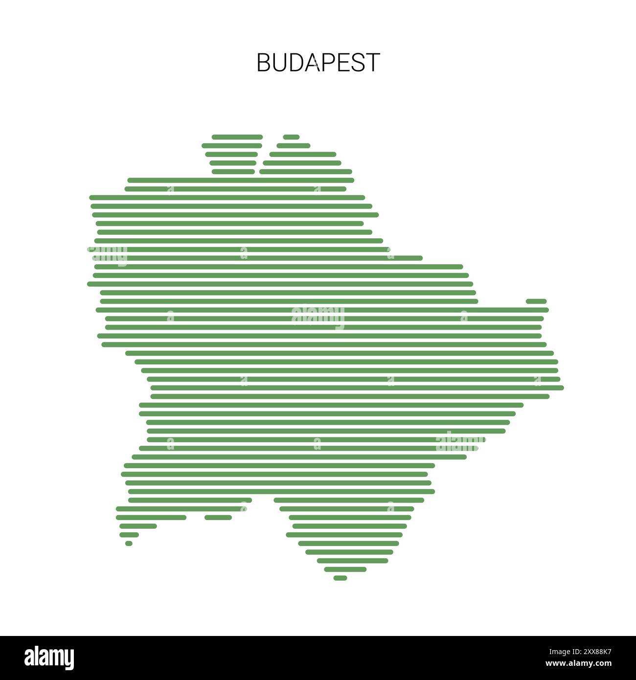 Carte plate vectorielle de Budapest, Hongrie, stylisée composée de lignes, de rayures. Illustration de Vecteur