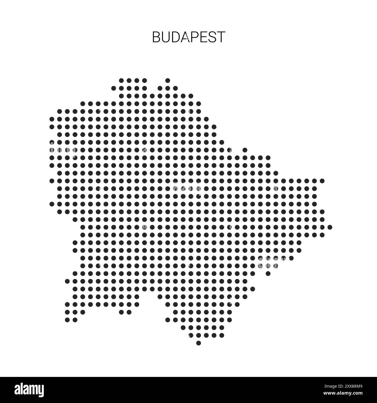 Carte plate vectorielle de Budapest, Hongrie, stylisée composée de points. Illustration de Vecteur