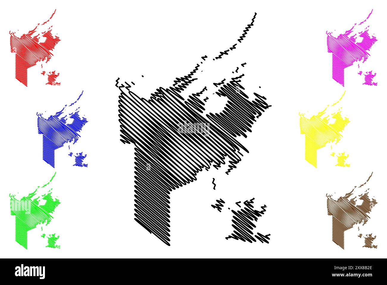 East Arnhem Region (Commonwealth of Australia, Northern Territory, NT) illustration vectorielle, carte à croquis griffonné Illustration de Vecteur