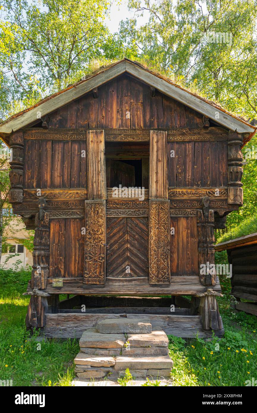 Norvège, Oslo, Bygdoy, musée du folklore norvégien, maison traditionnelle de pêcheurs Banque D'Images