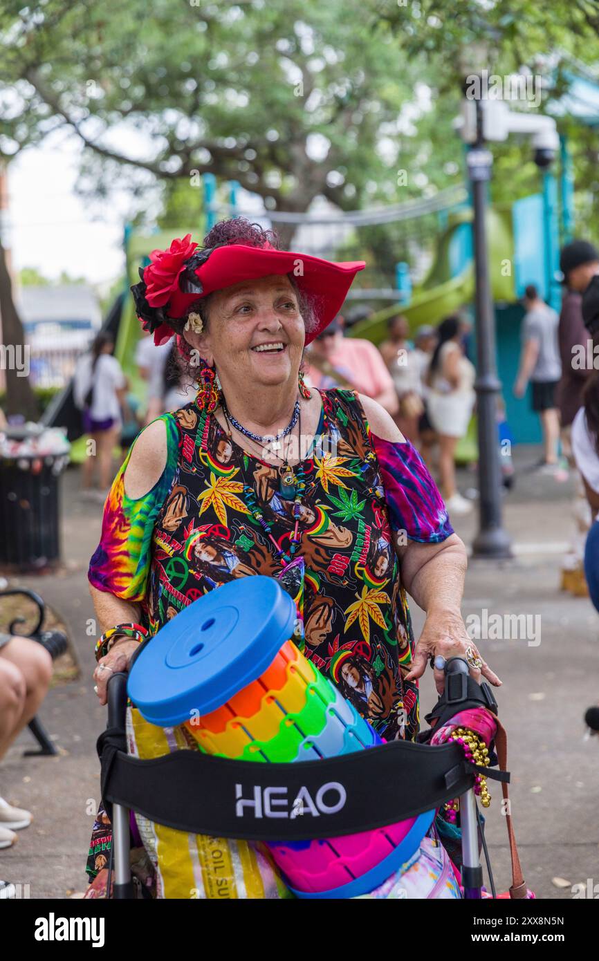États-Unis, Louisiane, Nouvelle-Orléans, festival du cannabis (festival de marijunana) à Washington Square avec le Zulu Tramp social Aid & Pleasure Club, 4,20 est le nom de la journée du cannabis Banque D'Images