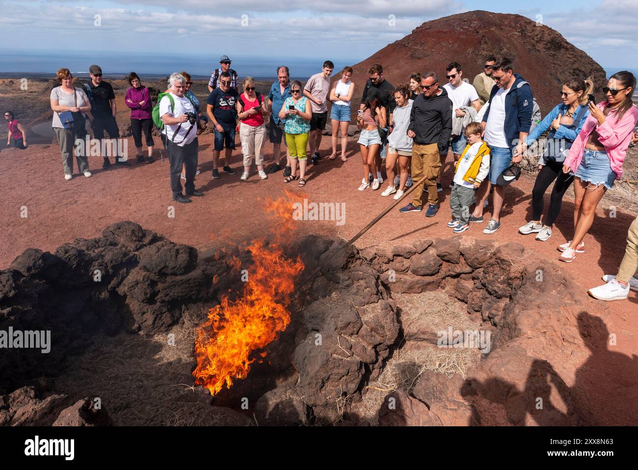 Espagne, Îles Canaries, Île de Lanzarote, Parc National de Timanfaya ou Montanas del Fuego (montagnes de feu) Banque D'Images