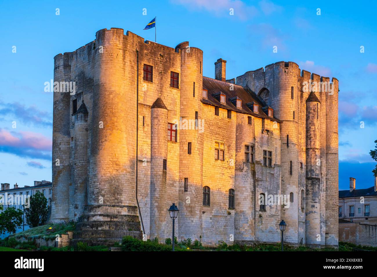France, deux Sèvres, Marais Poitevin Parc interrégional labellisé Grand site de France, Niort, Donjon de Niort, seule partie restante du château fortifié par Henri II Plantagenêt et son fils Richard cœur de Lion Banque D'Images