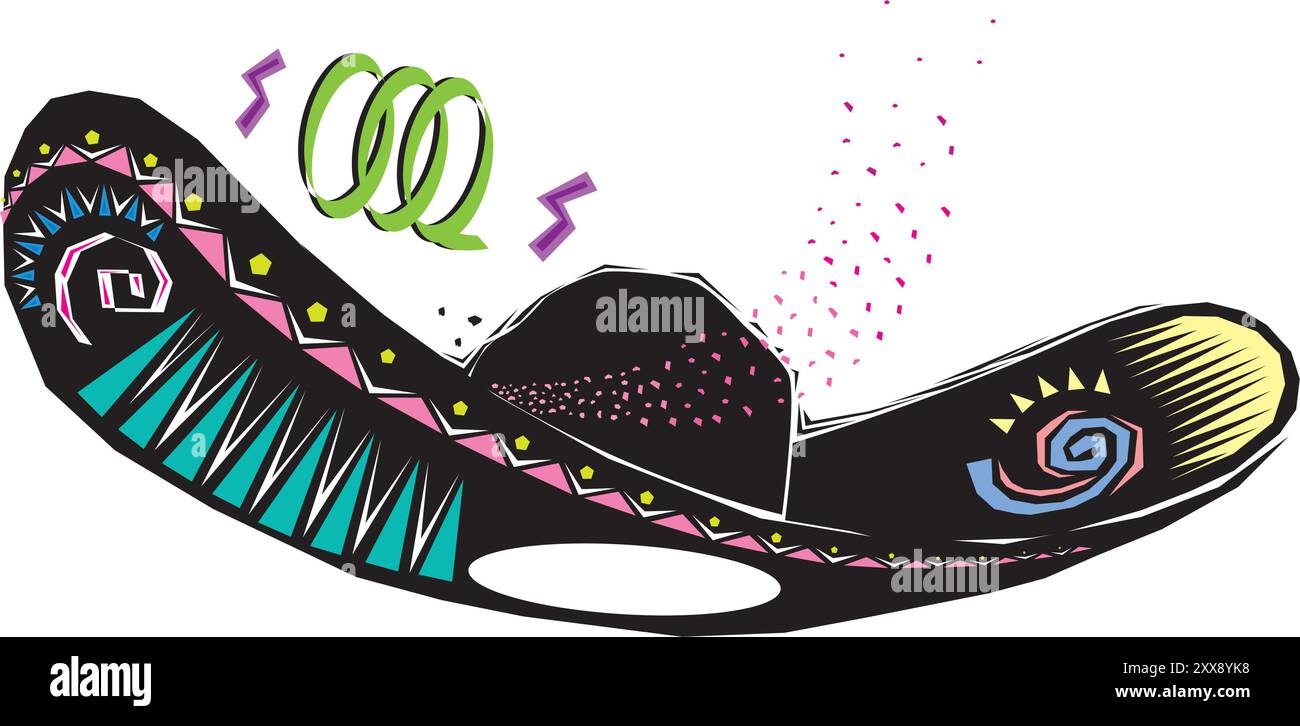 Jour de la mort comme composition de dessin animé ethnique mexicain de vacances avec image isolée de l'illustration vectorielle de chapeau mexicain Illustration de Vecteur