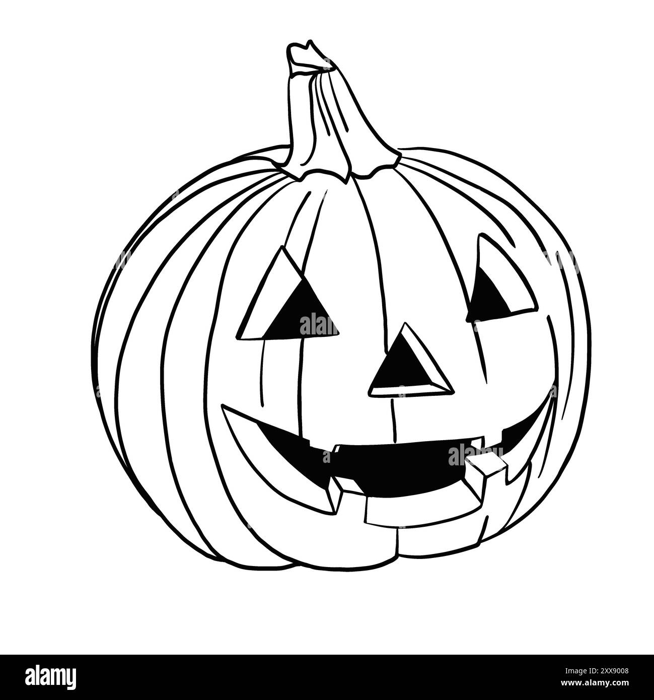 jack ou une tête de citrouille. Lanterne pour Halloween. Croquis noir et blanc. Idéal pour la coloration. Sur un fond transparent. Banque D'Images