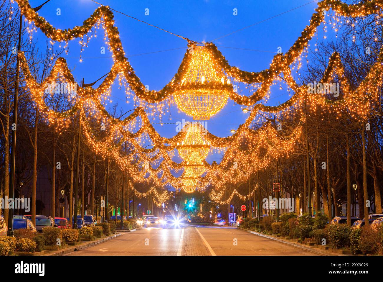 France, hauts de Seine, le Plessis Robinson, avenue Léon Blum, décoration de Noël par Blachere Illuminations Banque D'Images