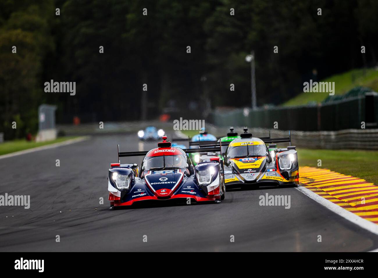 Francorchamps, Belgique, 23 août 2024,#22 United Autosports (GbR) - Oreca 07/Gibson (LMP2) - Filip Ugran (Rou) Marino Sato (JPN) Benjamin Hanley (GbR) lors de la 4e manche de la Michelin le Mans Cup 2024 au circuit de Spa-Francorchamps (Belgique), le 23 août 2024 - photo Kristof Vermeulen Photography - Credit Kristof Vermeulen Live News Banque D'Images